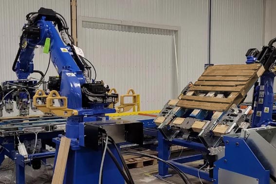 auto-nailing-block-560px Blue Auto Nailing Block Machine in Factory with Pallet