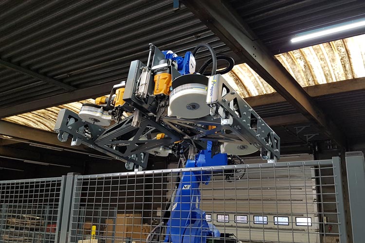 Blue Pallet Manufacturing machine from Yaskawa for automation solutions