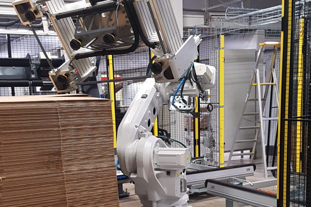White Robotic Erector Machine in factory